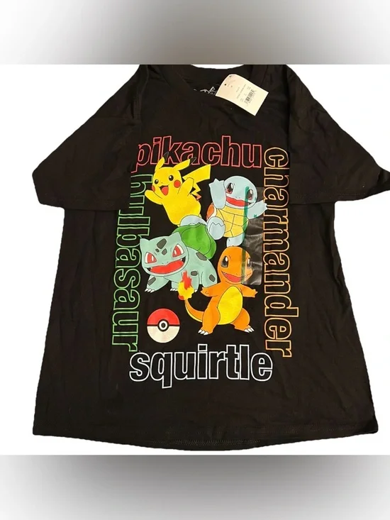 NWT Pokemon Kanto Starters Pikachu Charmander Bulbasaur Squirtle Shirt Kids M - Picture 1 of 4